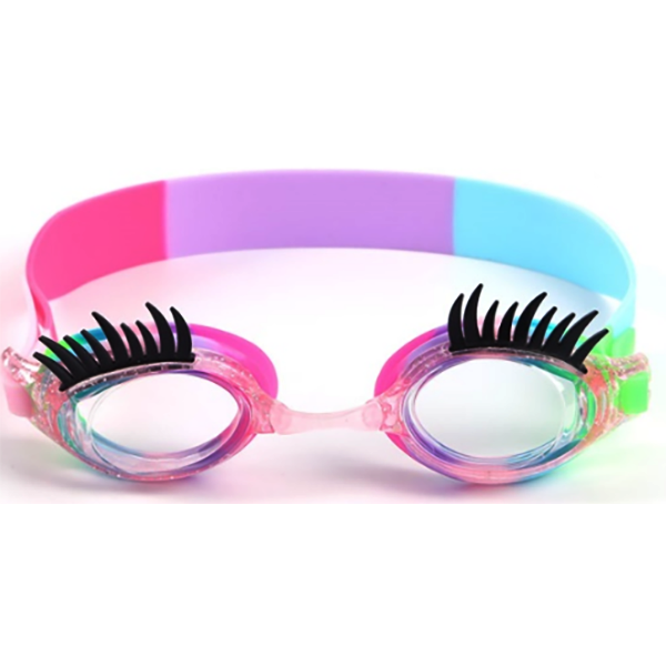 High-end anti fog wacky fake eyelashes swimming goggles for children free box