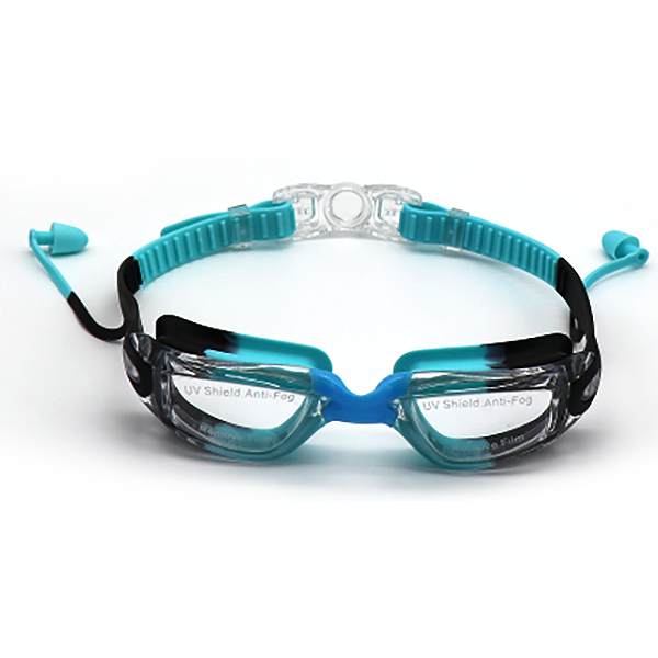 Boy's black＆blue swimming goggles with earplugs for children gift box