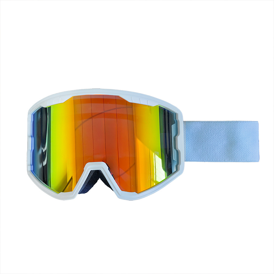 Anti fog orange mirror ski goggles